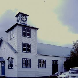 Trentham Camp building; former memorial chapel and clock tower.