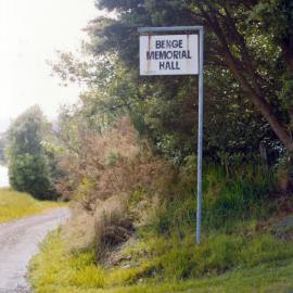 Benge Memorial Hall sign; ca 1990s