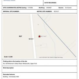 Dowing Homestead/Wallaceville Post Office, archaeological site record, R27/617