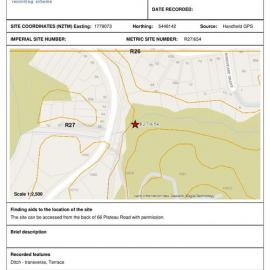 Whakataka Pā, archaeological site record, R27/654