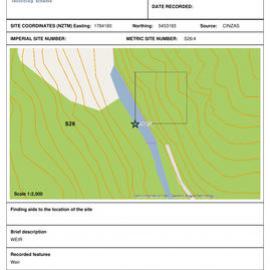 Weir, archaeological site record, S26/4