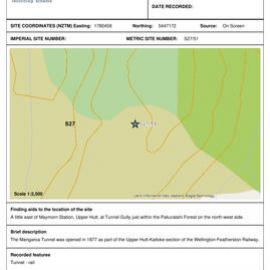 Mangaroa Tunnel, archaeological site record, S27/51