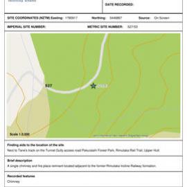 Chimney, archaeological site record, S27/53