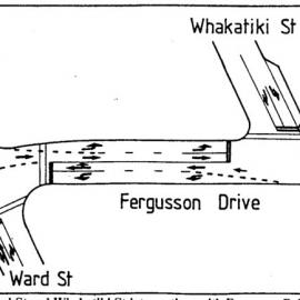 Traffic management 1988; Fergusson Drive; markings at Ward, Whakatiki streets