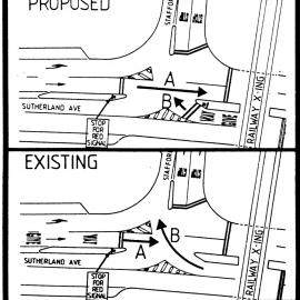 Traffic management 1988; intersecton of Sutherland Avenue, Stafford Street