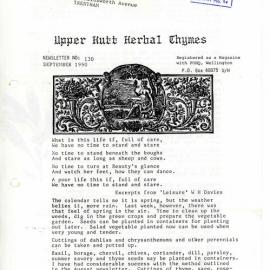 Upper Hutt Herb Society newsletter no. 130, September 1990