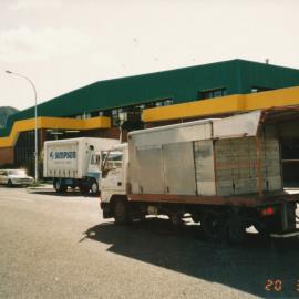 Pak'n Save, Gibbons Street; trucks waiting to deliver goods