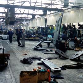 South Pacific Tyres; after closure; moulding section; 40-inch Bag-o-Matic press mechanism parts.