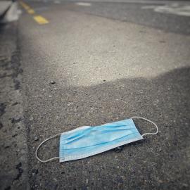 Discarded face mask on Park Street