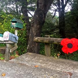 Poppy tribute, Pinehaven, Anzac Day 2020