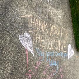 Parents' chalked pavement lockdown plea, Pinehaven, (2 of 2) 