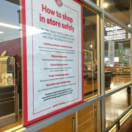 "How to shop in store safely" sign, Silverstream New World