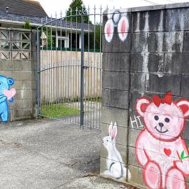 Teddy bear and Easter Bunny wall mural, Heretaunga