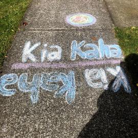 "Kia Kaha" pavement message