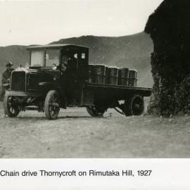 Rimutaka Hill road; chain-drive truck, 1920s.