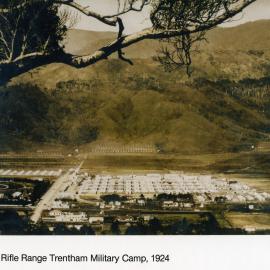 Trentham camp overall view 1924; view looking south-east; rifle ranges in background. [P3-563-3287]