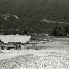 Totara Park Bridge  5; pier, complete, seen from south bank.