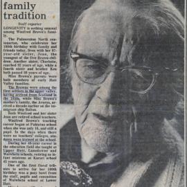 Winifred Brown; 100th birthday newspaper article