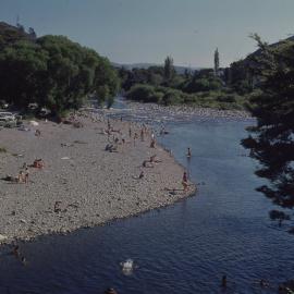 Swimmers in the Hutt River, Te Awa Kairangi; ca 1969