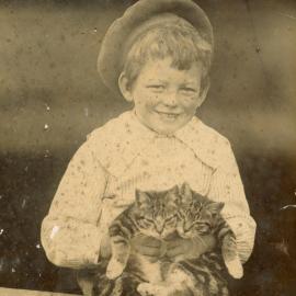 Campbell Family Photograph; Harman Campbell with Kittens; ca ca 1915