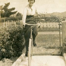 Campbell Family Photograph; May Campbell on Bicycle;  ca 1920s