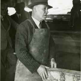 Timber industry; sawmill; Mr Jim Maher M.P., Otaki, cutting first flitch.