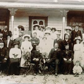 Wedding photo taken on Veranda of James Swanson's House