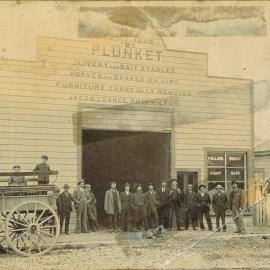 Plunket Bait and Livery Stables, Main Street; ca 1900