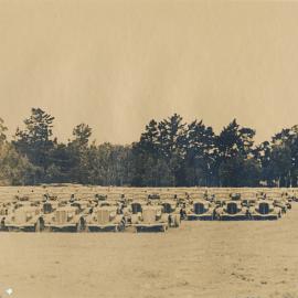 Trucks at Trentham being readied for Army use