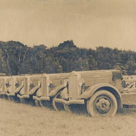 Trucks at Trentham being readied for Army use