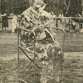 A & P show; lady identified as Mrs F L Lamb, seated in chair.