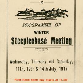 Wellington Racing Club Winter Steeplechase Programme; 1917