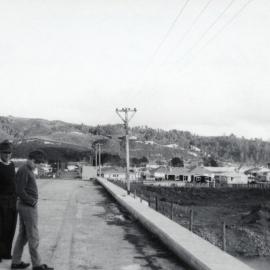 Allan & Lawrence Cook on Tōtara Park Bridge, ca 1960s