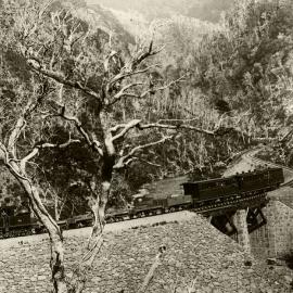 Train with a Fairlie Locomotive on Ladle Bend, Rimutaka Incline; ca 1880s