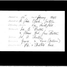 Wedding of Ivy Marriot and Sam Winterbottom; 1949