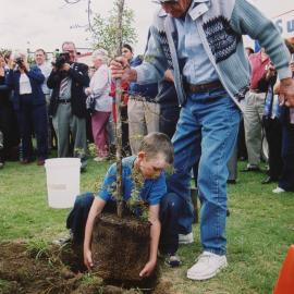 Trentham School 75th Reunion; Planting Trees; 2004