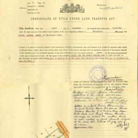 Certificate of Title for the Lot 5 Fortune Lane; 1942