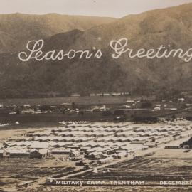 Trentham Military Camp: Christmas Postcard; 1915