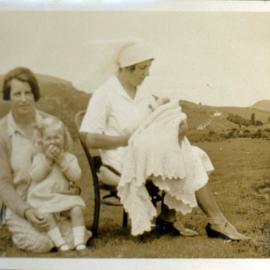 Sharman Marsh Family Photo Album; Esther and Alma Poulson with Kitty and Frank Salisbury; ca. 1932