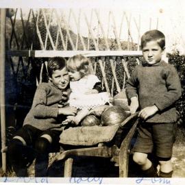 Sharman Marsh Family Photo Album; David and Tom Poulson with Holly; ca. 1924-30