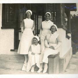 Sharman Marsh Family Photo Album; Alma Poulson with Nurses; ca. 1930s