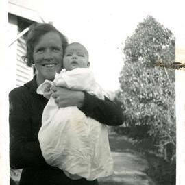 Sharman Marsh Family Photo Album; Miss Childs with Baby; ca. Late 1930s- Early 1940s