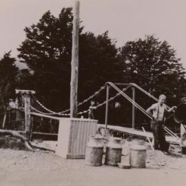Building of Frank Benge's Suspension Bridge; 1935