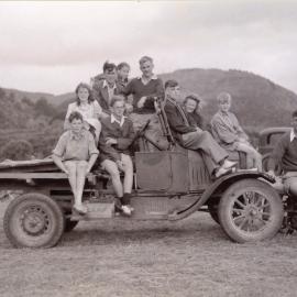 Youth with Model T at Benge Family Farm; ca. 1951