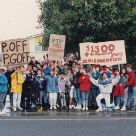 Upper Hutt College Students; Protesting Tertiary Fees; 1989