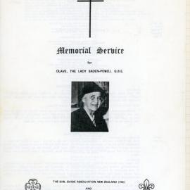 Memorial Service for Lady Baden-Powell; G.B.E; 1977