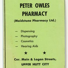 Peter Owles Pharmacy; Complimentary Notebook; 1985