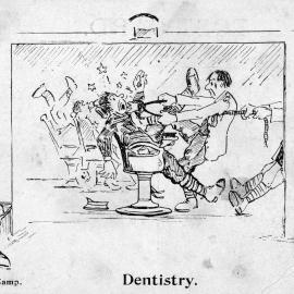 Army cartoon postcards, World War 1; ‘Dentistry'.