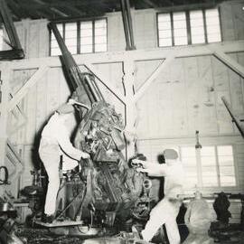 Trentham Military Camp; Tiffies Working on 3.7 A A Mobile; ca. 1947-1955