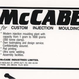 McCabe Industries Ltd; Promotional Flyer; ca. 1980s